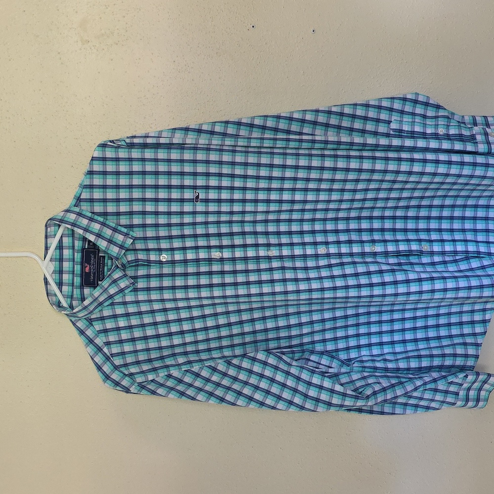 Vineyard Vines Men's Blue Checkered Shirt